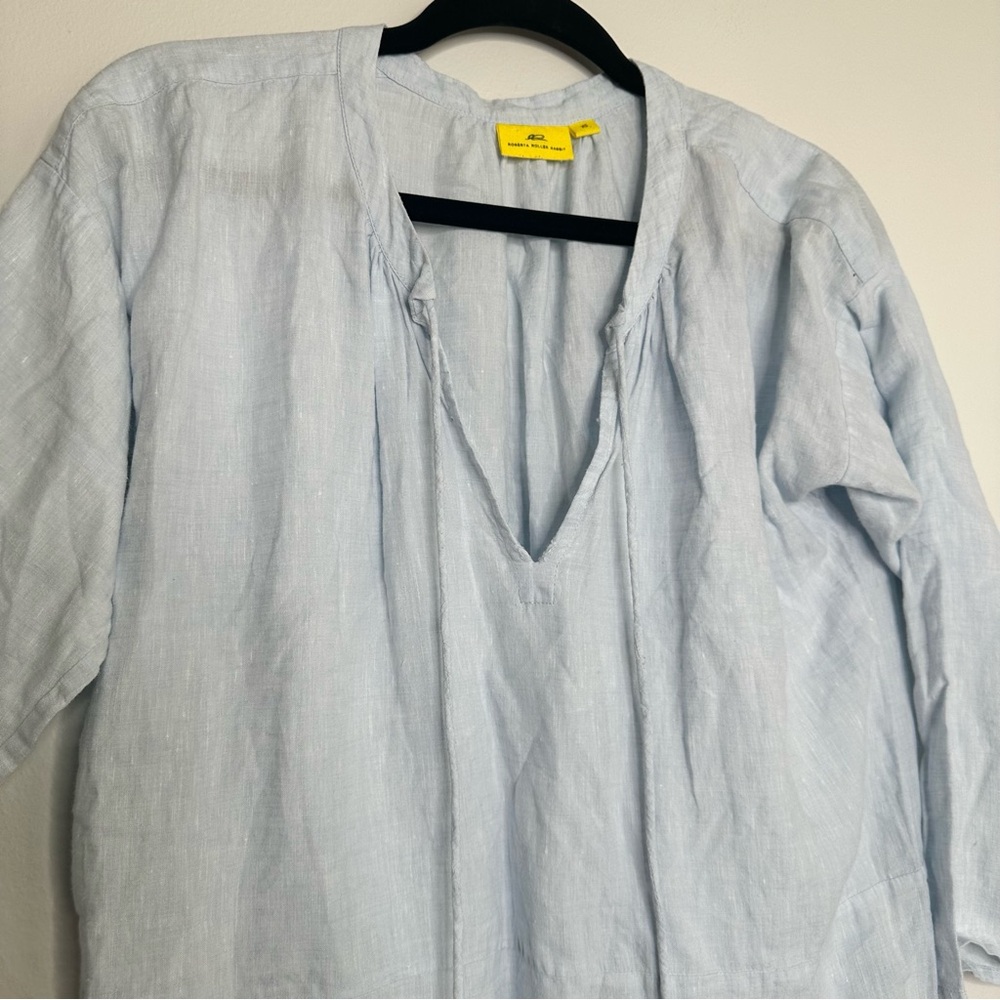 Roberta Roller Rabbit Blue Patterned Linen Tunic … - image 4